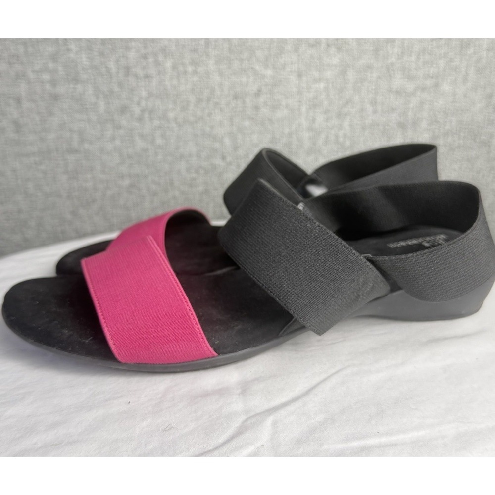 Ros‎ Hommerson Melissa Black Fuschia Pink Slingback Strappy Sandals Comfort 10.5